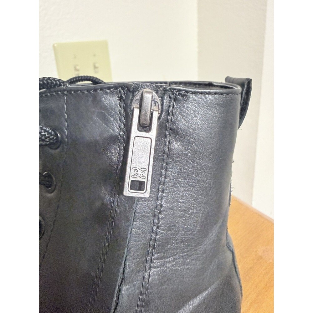 ⁠Sam Edelman Garret Black Leather Lug Sole Combat Boots Women Sz 7.5 Waterproof - Picture 7 of 9